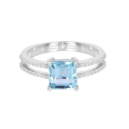 Aquamarine Diamond Ring