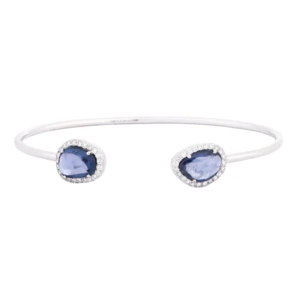 Bracelet Blue Sapphire and Diamonds 18k White Gold 3.88 cts