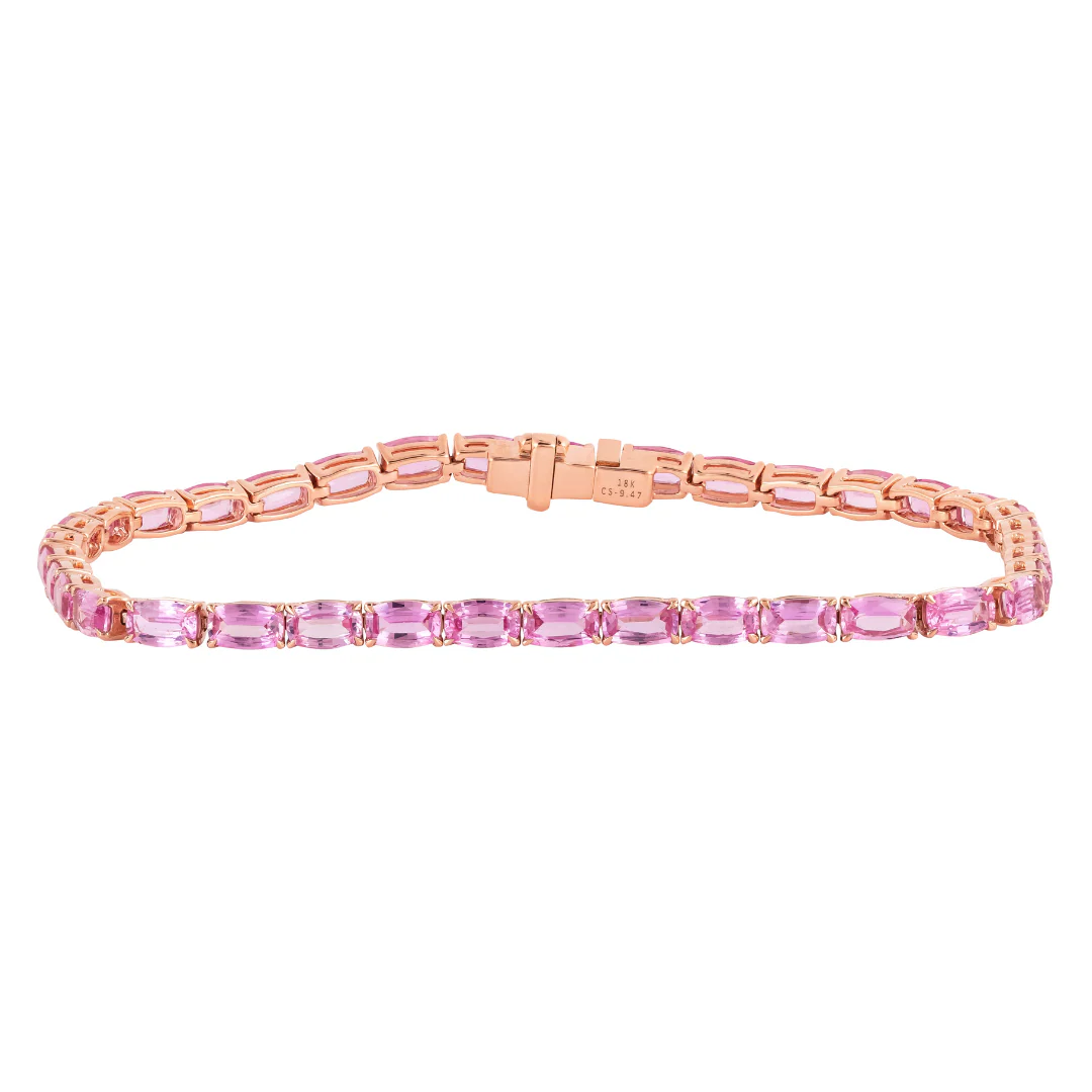 Bracelet Pink Sapphire 18k Yellow Gold 9.4 cts