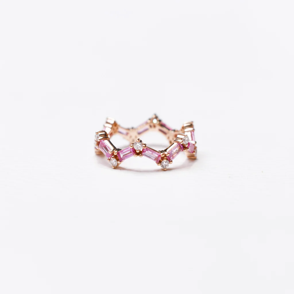 Ring Pink Sapphire with Diamonds 18k Yellow Gold 1.68 cts - Image 4