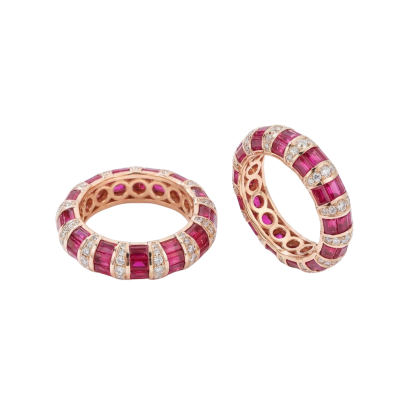 Ring Ruby and Diamonds 18k Yellow Gold 1.53 cts