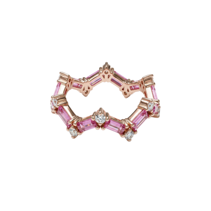 Ring Pink Sapphire with Diamonds 18k Yellow Gold 1.68 cts