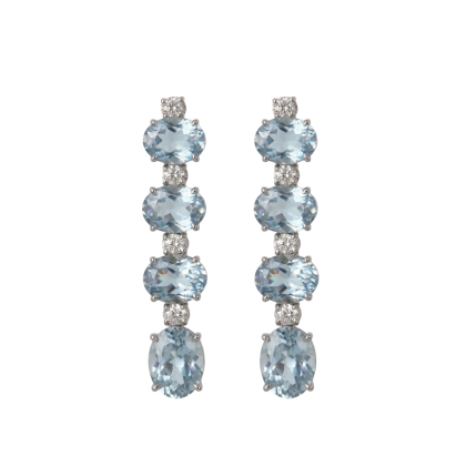 Earrings Aquamarine 18k White Gold 9.25 ct