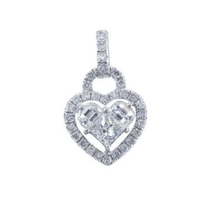 Diamond 18k White Gold HEART Pendant - 1.37GM , 0.81CT
