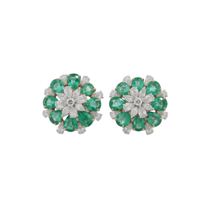 Earrings Emerald and Diamonds 18k White Gold 3.43 cts