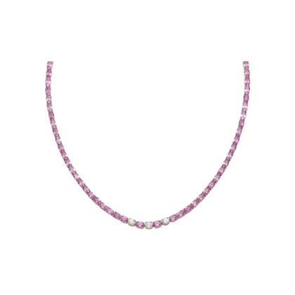 Necklace Pink Sapphire and Diamonds 18k Yellow Gold 23.12 cts