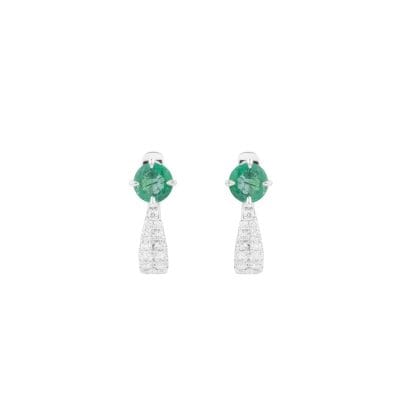 Earrings Emerald and Diamond 18K White Gold 0.55 cts