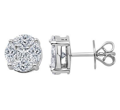 Diamond Earrings 18K White Gold 1.08 ct
