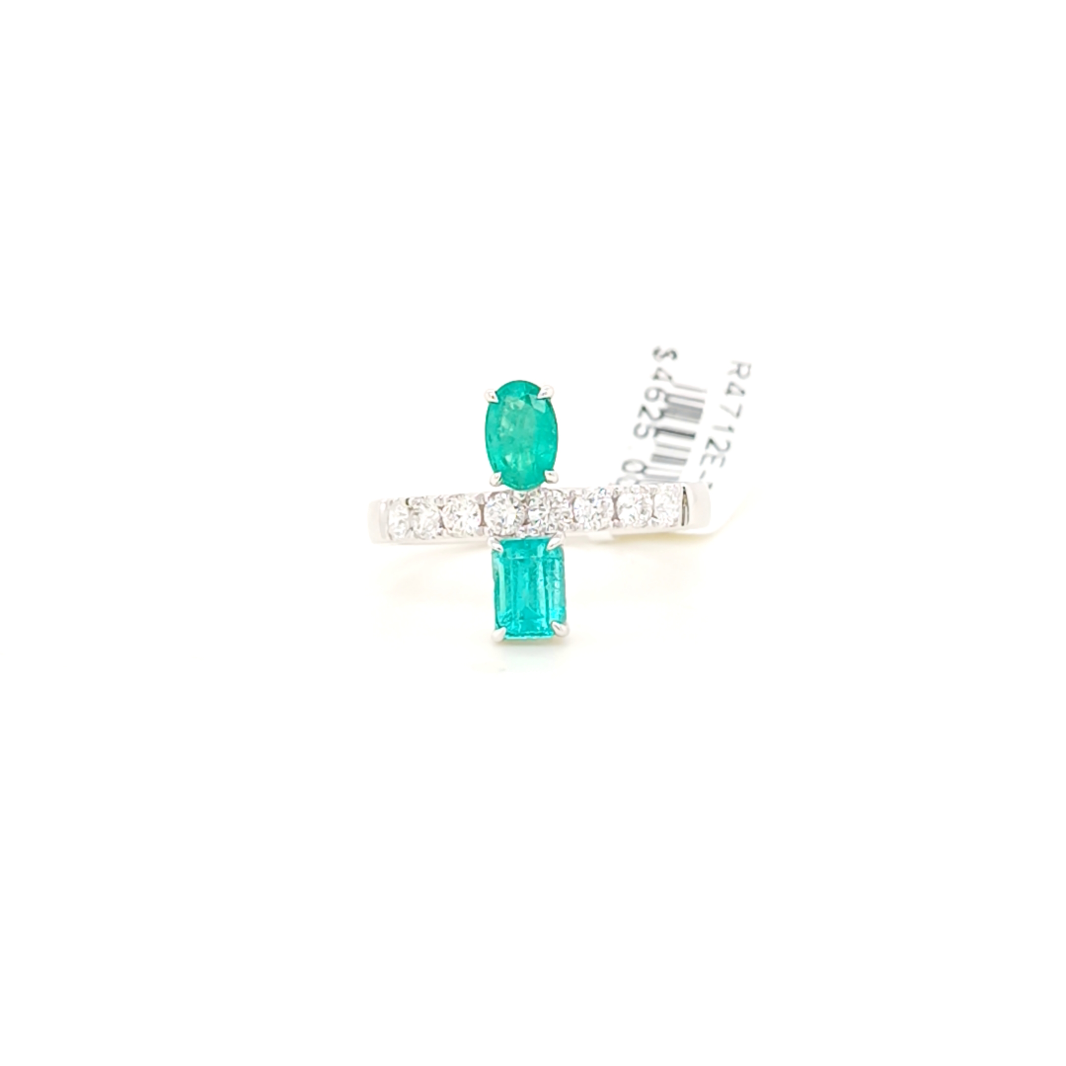 1.04 Emerald and Diamond Ring 18K White gold 0.41 ct
