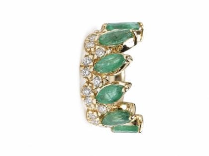 Ear Cuff Emerald and Diamonds 18k Yellow Gold 0.77 ct