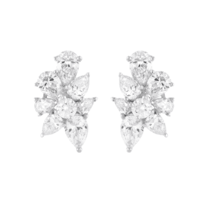 Earrings Diamonds Pearl  18k White Gold 2.91 cts