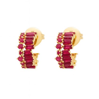 Ruby Earrings 18k Yellow Gold 2.38 cts