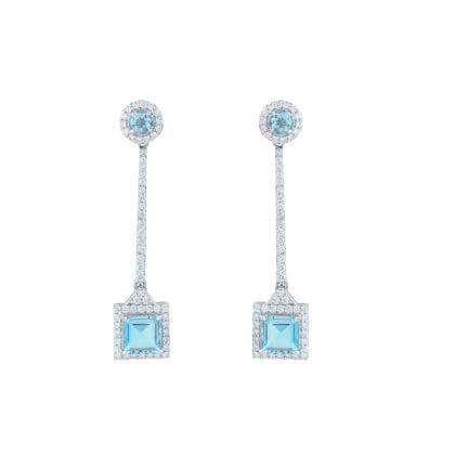 Earrings Aquamarine Diamonds 18k White Gold 2.53 cts