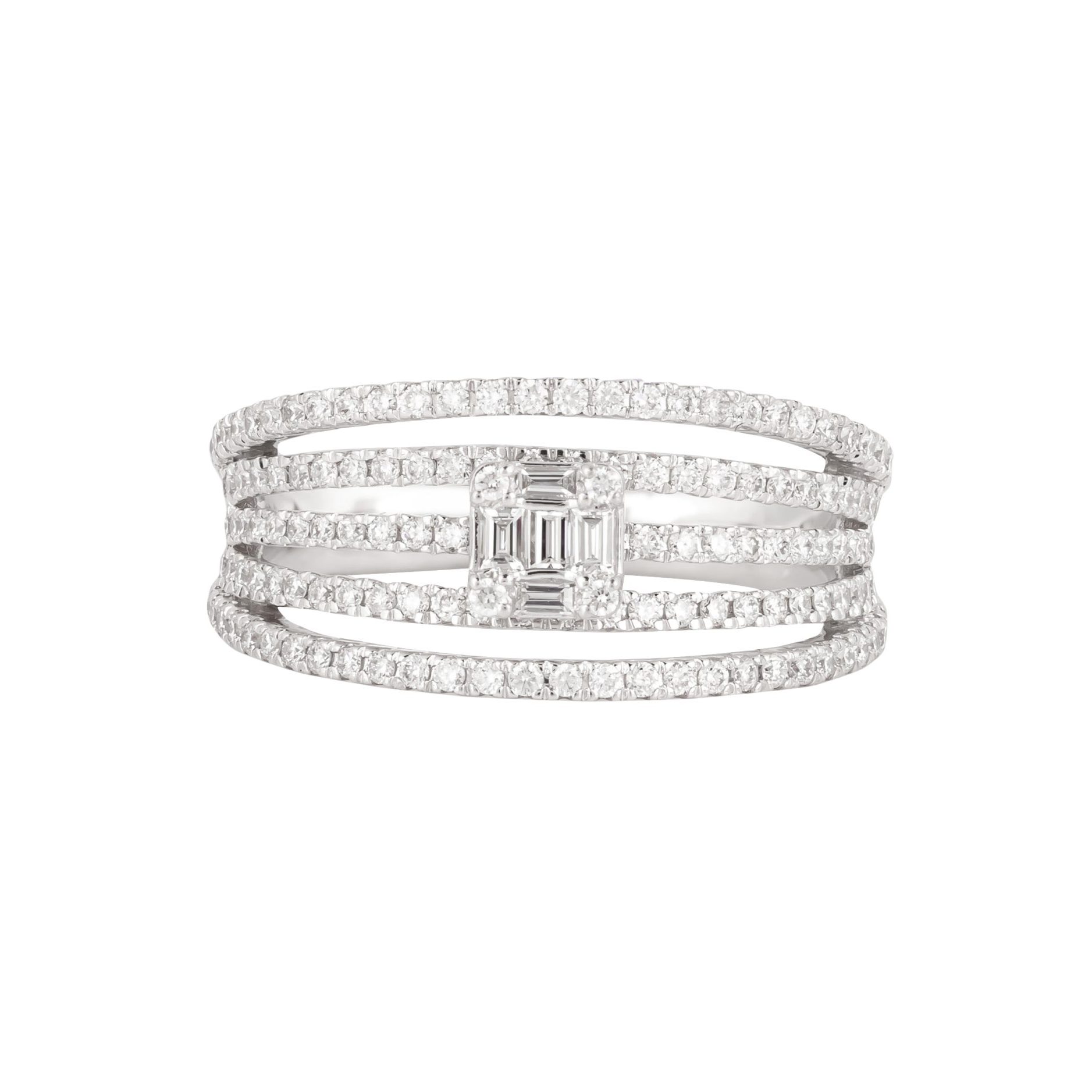Ring Diamond 18k White Gold 0.74 ct