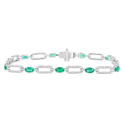 Bracelet Emerald and Diamonds 18k White Gold 2.39 cts