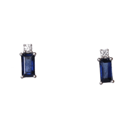 Earrings Blue Sapphire and Diamonds 18k White Gold 0.58 cts