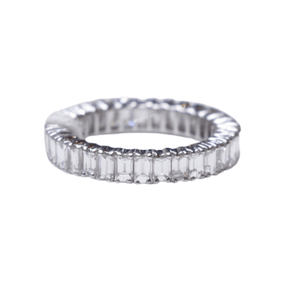 Ring Diamonds Emerald Cut 18k White Gold 3.6 cts BN