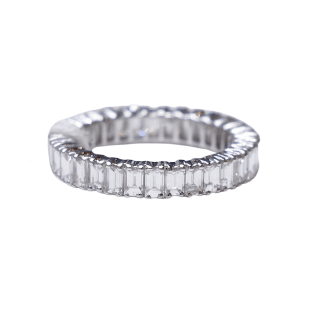 Ring Diamonds Emerald Cut 18k White Gold 3.6 cts BN