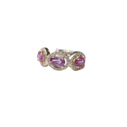 Ear Cuff Pink Sapphire and Diamonds 18k Yellow Gold 0.83 cts