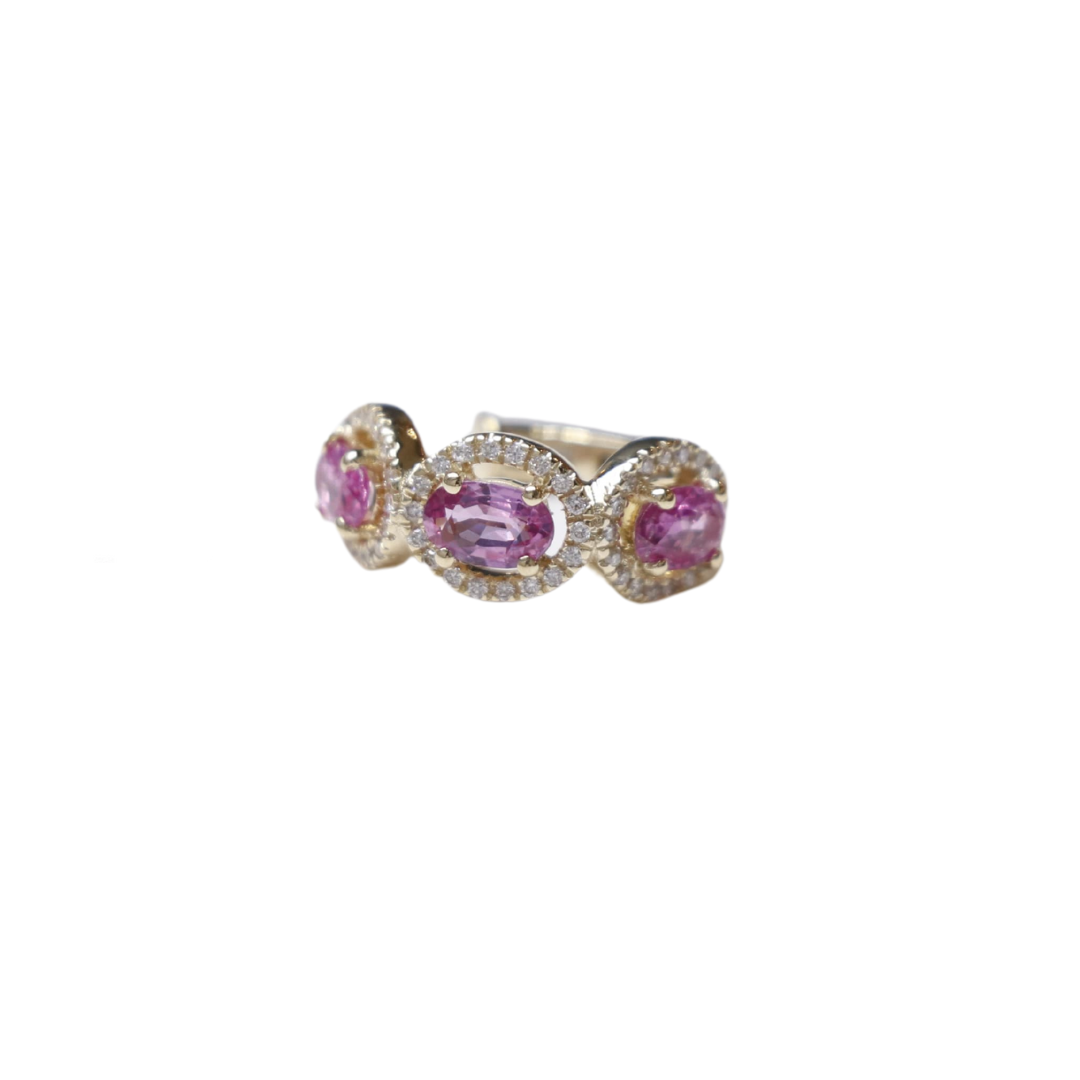 Ear Cuff Pink Sapphire and Diamonds 18k Yellow Gold 0.83 cts