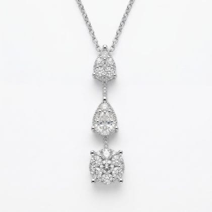 Pendant Necklace Diamonds 18k White Gold 0.55 cts