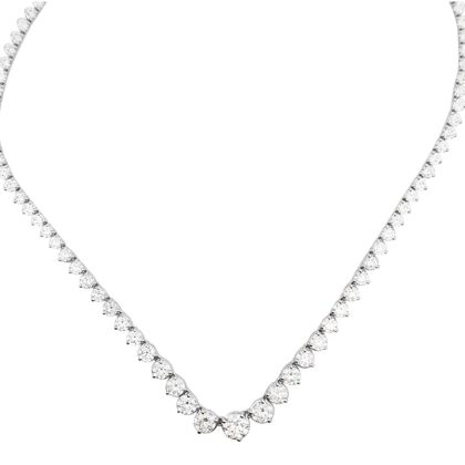 Diamond Graduated Tennis Necklace 18K Gold 5.18 ct
