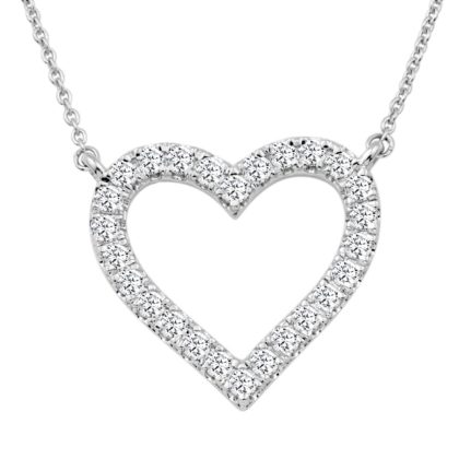 Diamond Heart Necklace 18K White Gold 0.50 ct