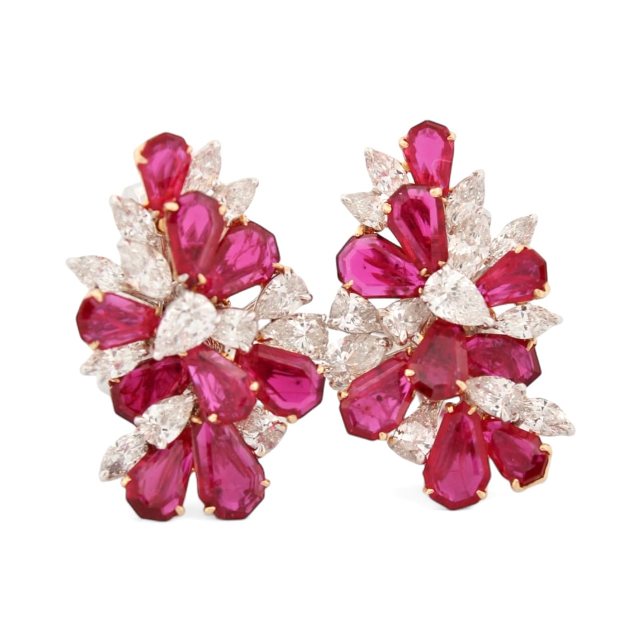 Earrings Ruby and Diamonds 18k White Gold Ruby 5.30 cts Dia: 2.44 cts