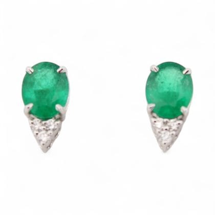 Earrings Emerald and Diamonds 18k White Gold 1.7 cts