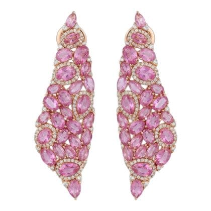 Hoop Earrings Pink Sapphire and Diamonds 17.1 cts