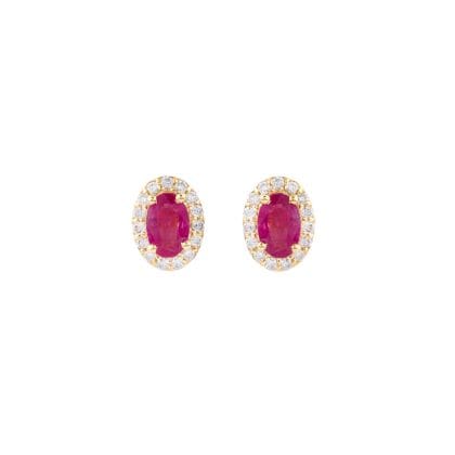 Earrings Ruby and Diamond 18k Yellow Gold 0.88 cts