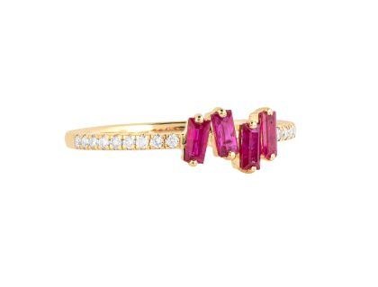 Ring Ruby and Diamonds 18k Yellow 0.47 cts