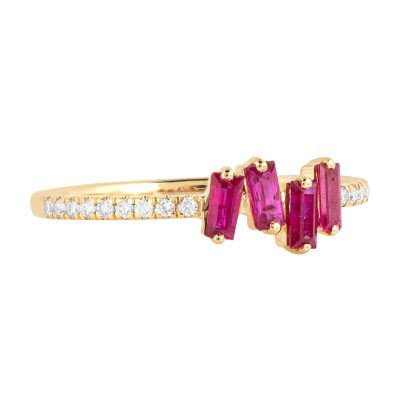 Ring Ruby and Diamonds 18k Yellow 0.47 cts