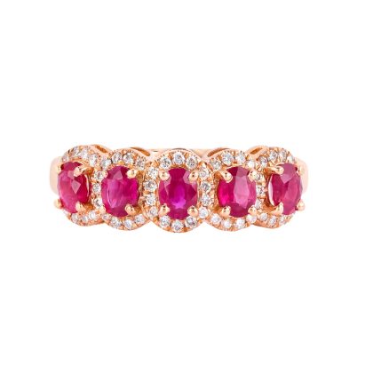 Ring Ruby and Diamonds 18k Yellow Gold 1.15 cts