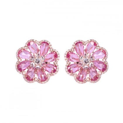 Earrings Pink Sapphire and Diamonds 18k Yellow Gold 6.2 cts