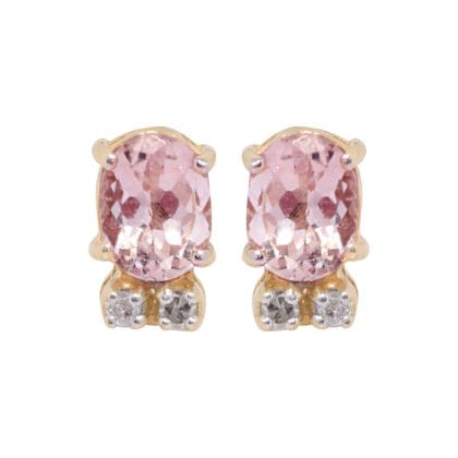 Earrings Morganite and Diamonds 18k Yellow Gold 0.40 cts