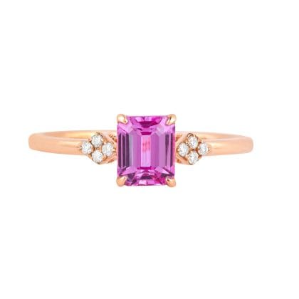 Ring Pink Sapphire and Diamonds 18k Yellow Gold 1.39 cts