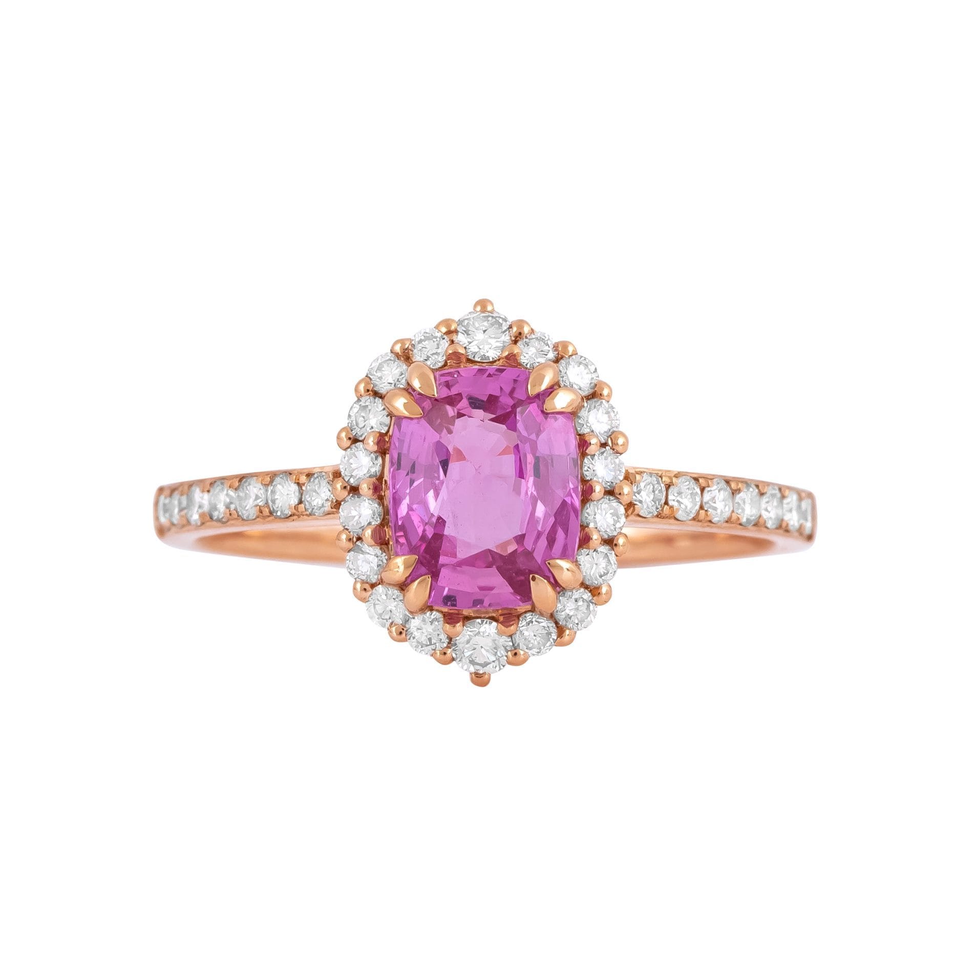 Ring Pink Sapphire and Diamonds 18k Yellow Gold 0.95 cts