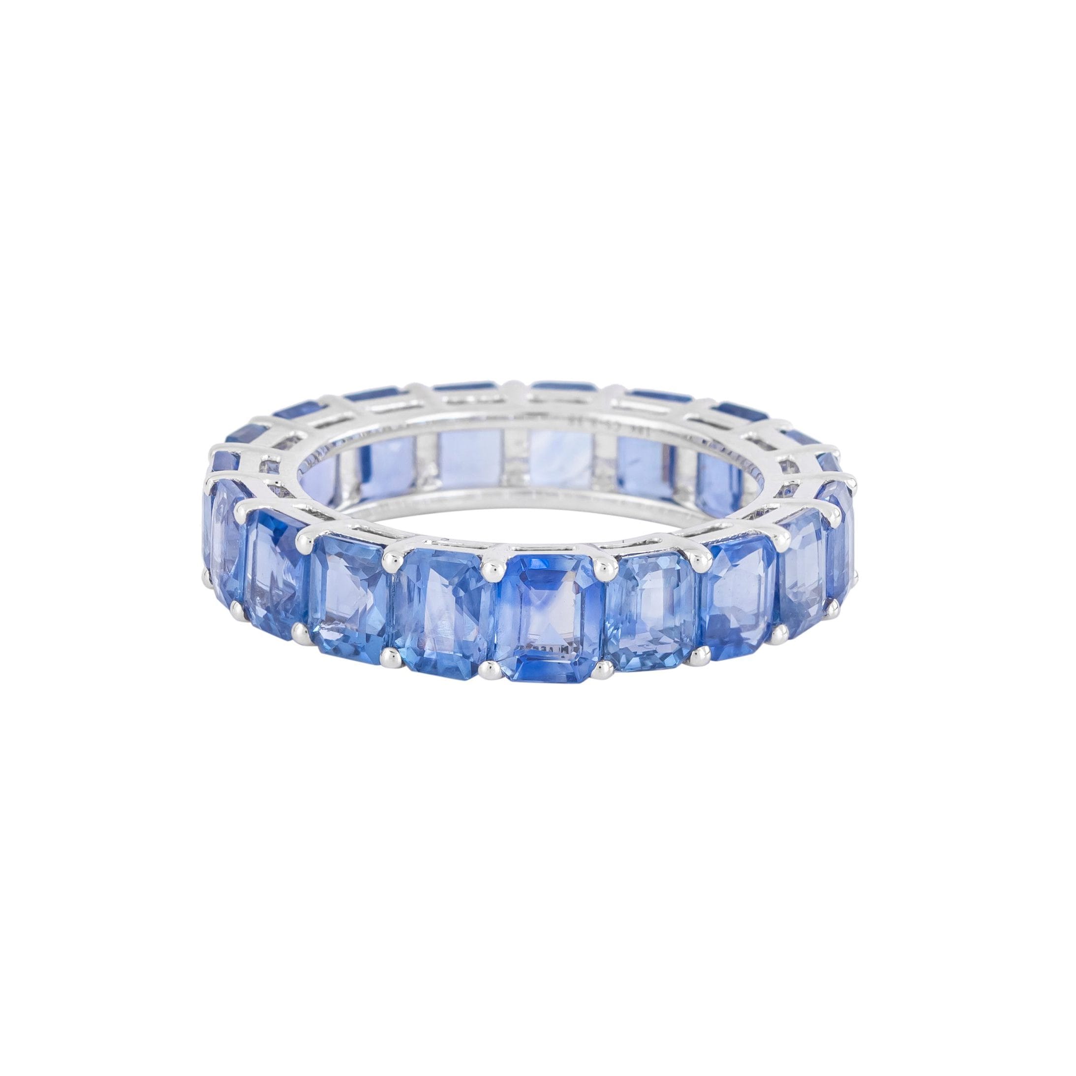 Ring Blue Sapphire 18k White Gold 8.38 cts
