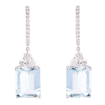 Earrings Aquamarine and Diamonds 18k White Gold 4.99 cts