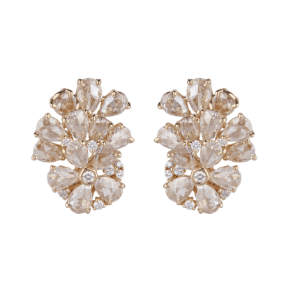 Earrings Diamond Rose Cut Diamond 18k Yellow Gold 2.02 cts