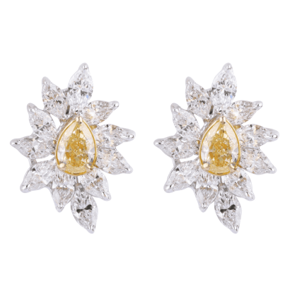 Earrings Yellow Diamond  18k Yellow Gold 1.28 cts