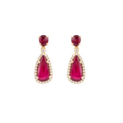 Hoop Earrings Ruby 18k Yellow Gold 4.05 cts BN