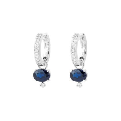 Hoop Earrings Blue Sapphire and Diamond 2.15 cts