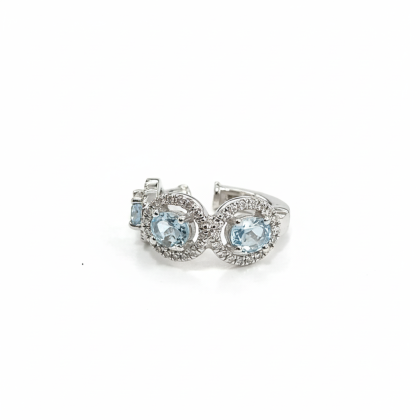Ear Cuff Aquamarine and Diamonds 18k White Gold 0.39 cts