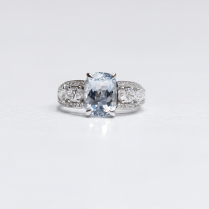Ring Aquamarine and Diamonds 18k White Gold 1.87 cts