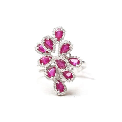 Ring Ruby and Diamonds 18k White Gold 2.70 cts
