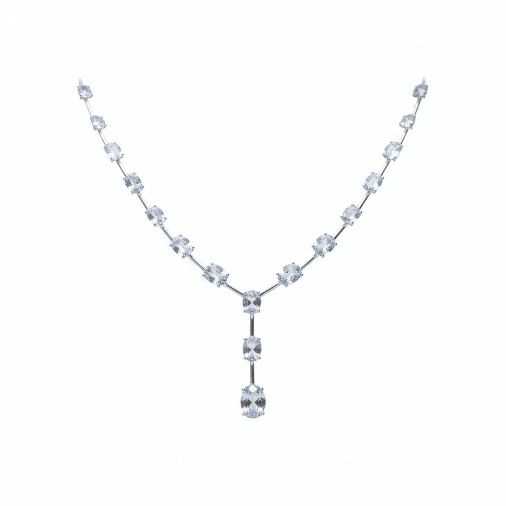 Necklace Aquamarine 18k White Gold 28 cts