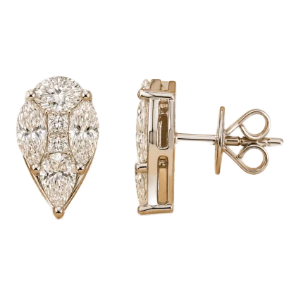 Diamond Earrings 18k Gold 2.40 ct