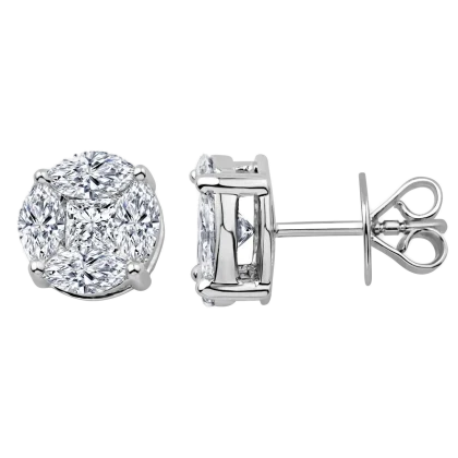 Diamond Earrings 18K White Gold 1.08 ct